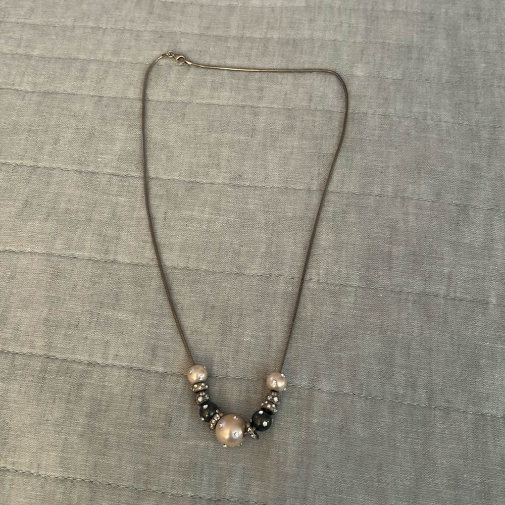 Pearl and rhinestone necklace
